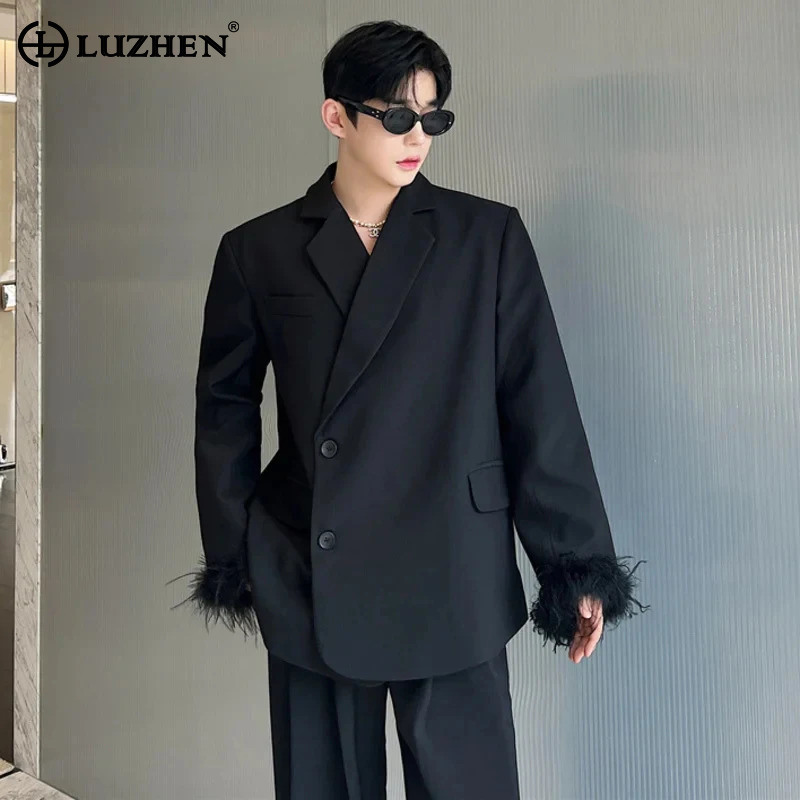 Street Fashion Reviews - 루젠 남성 패션 코트 깃털 블레이저