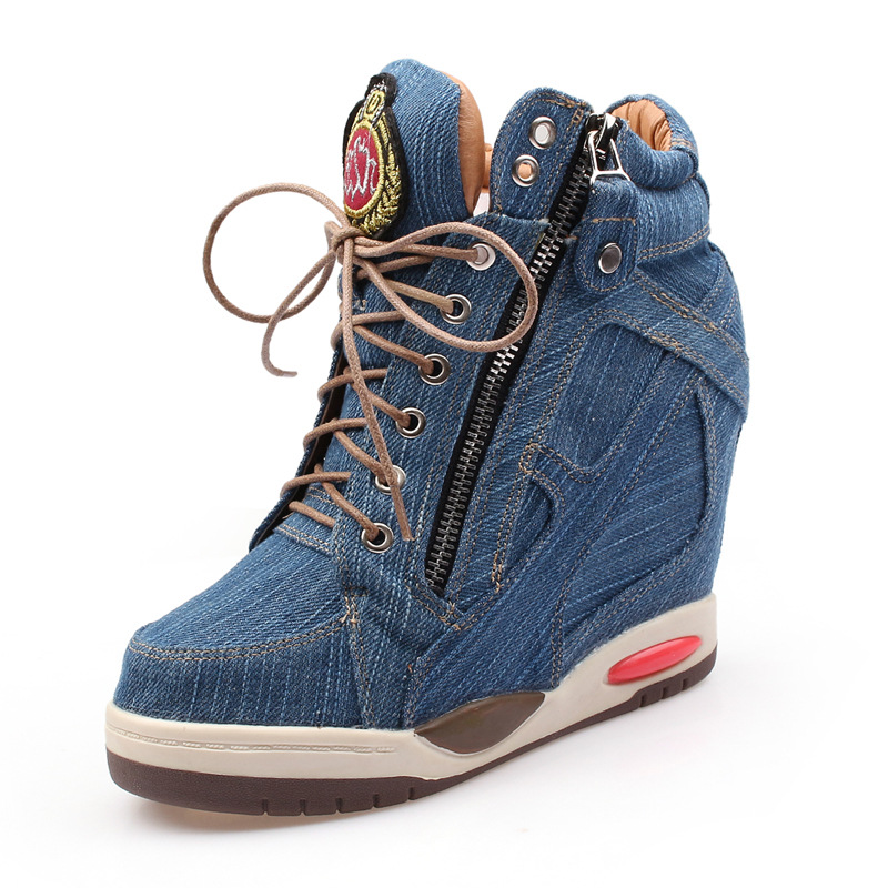 Street Fashion Denim - 2026년 신상 9cm 키높이 데님 부티