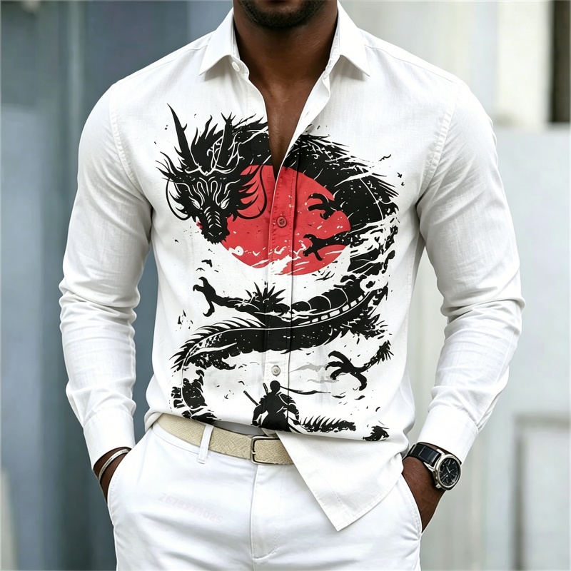 Street Fashion China - 2026 신상 남성 셔츠 화이트 블랙