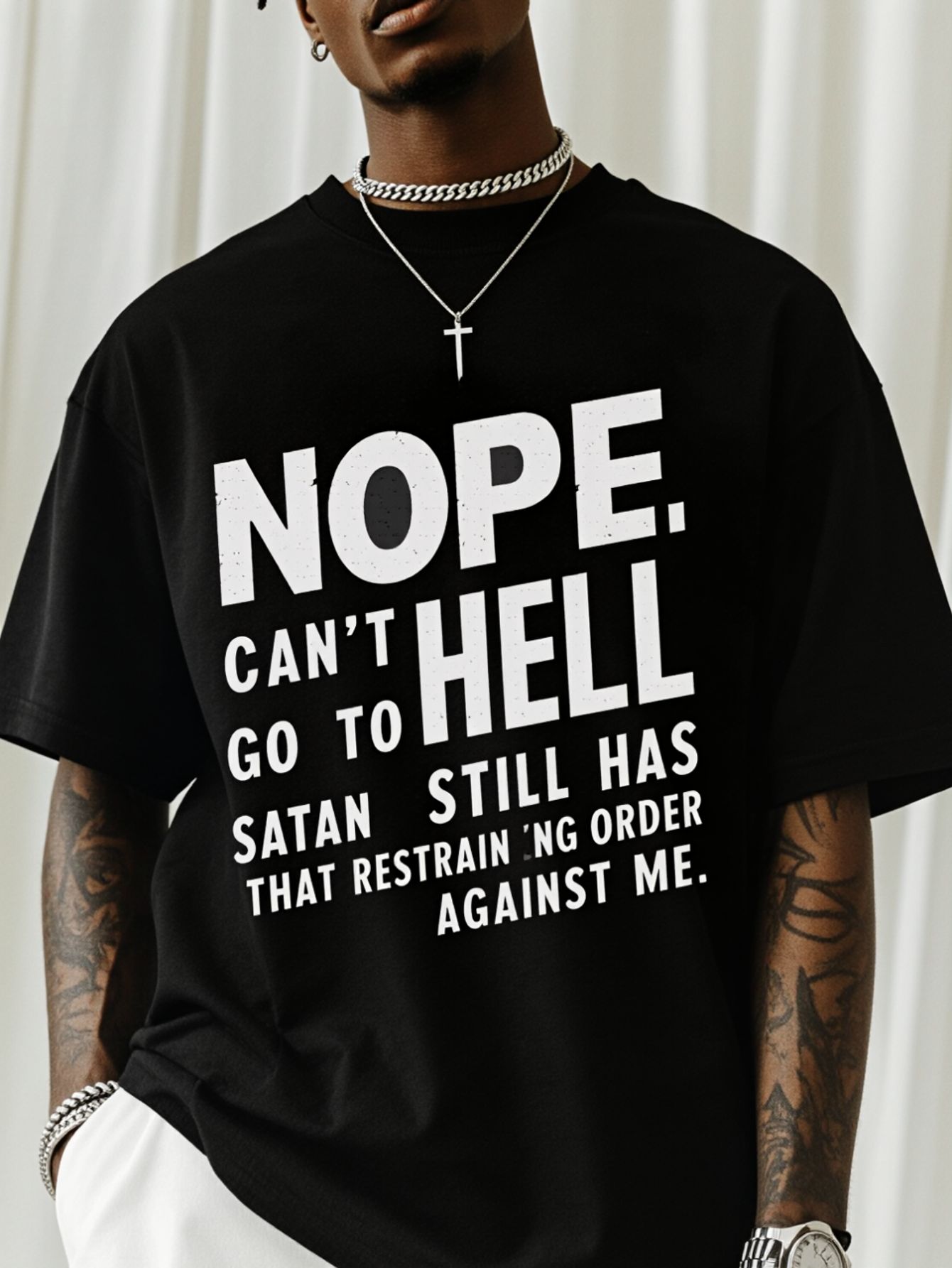 남성용 'NOPE NOT GOING TO HELL' 프 - Street Style Fashion Quotes 리뷰 및 가격
