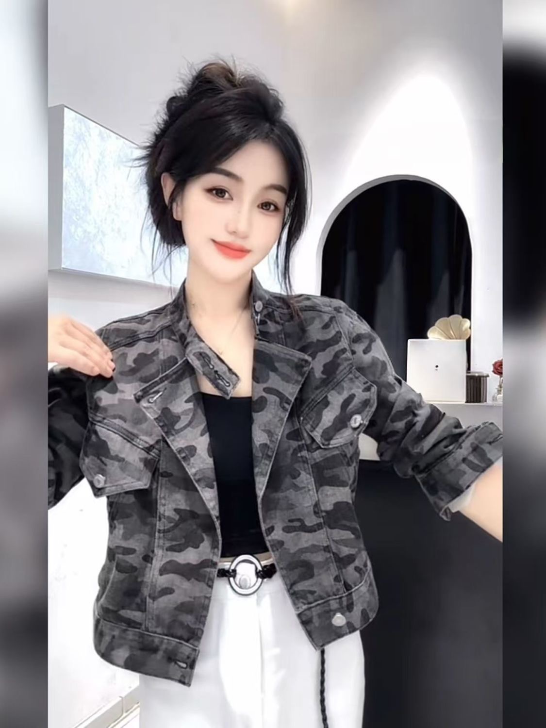 아메리칸 레트로 스트리트 스타일 프린트 캐주얼 데님 재 - Street Fashion Look 리뷰 및 가격