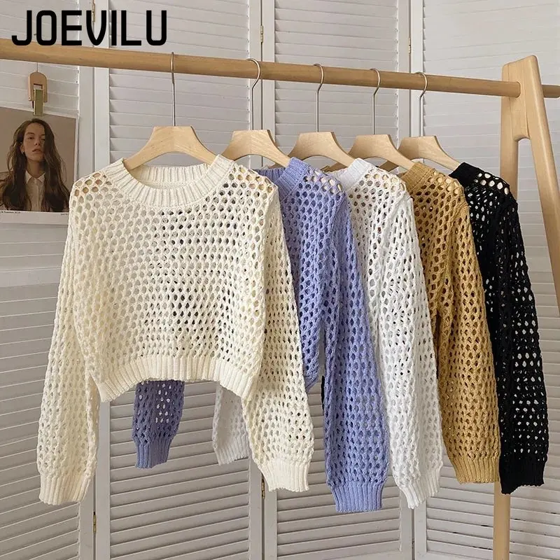 Hollow Out 니트 자르기 탑 여성 슬림 피트 긴 - Street Fashion In Korea 리뷰 및 가격