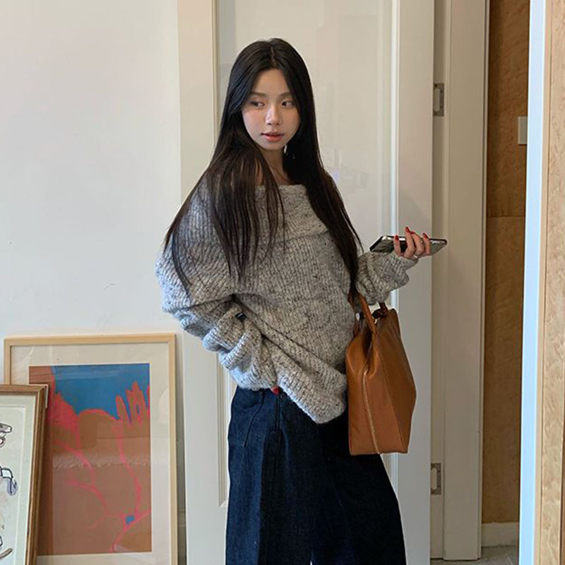 우아한 오프 숄더 슬래시 넥 스웨터 여성 한국 패션 s - Street Fashion In Korea 리뷰 및 가격