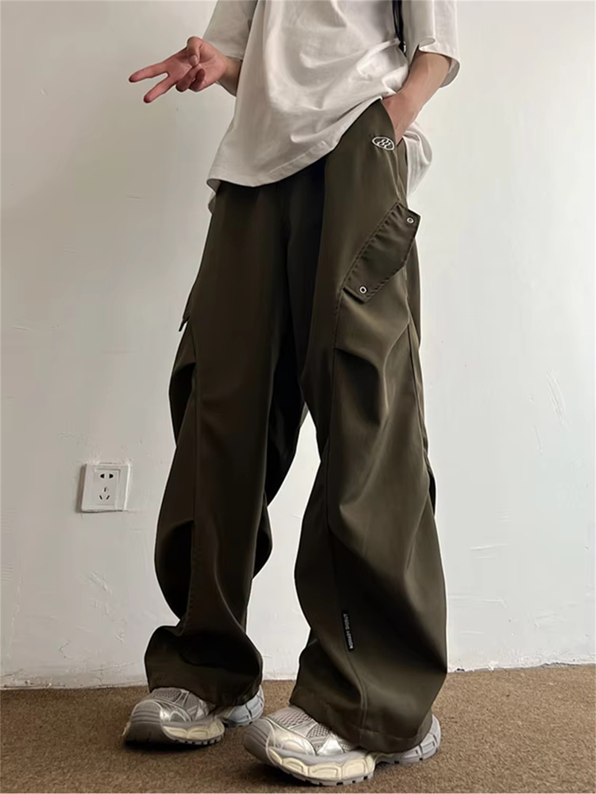 Techwear 낙하산 카고 바지 남성 힙합 와이드 레 - Street Fashion In Korea 리뷰 및 가격