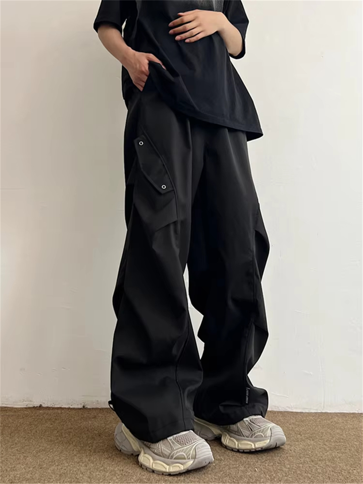 Techwear 낙하산 카고 바지 남성 힙합 와이드 레 - Street Fashion In Korea 리뷰 및 가격