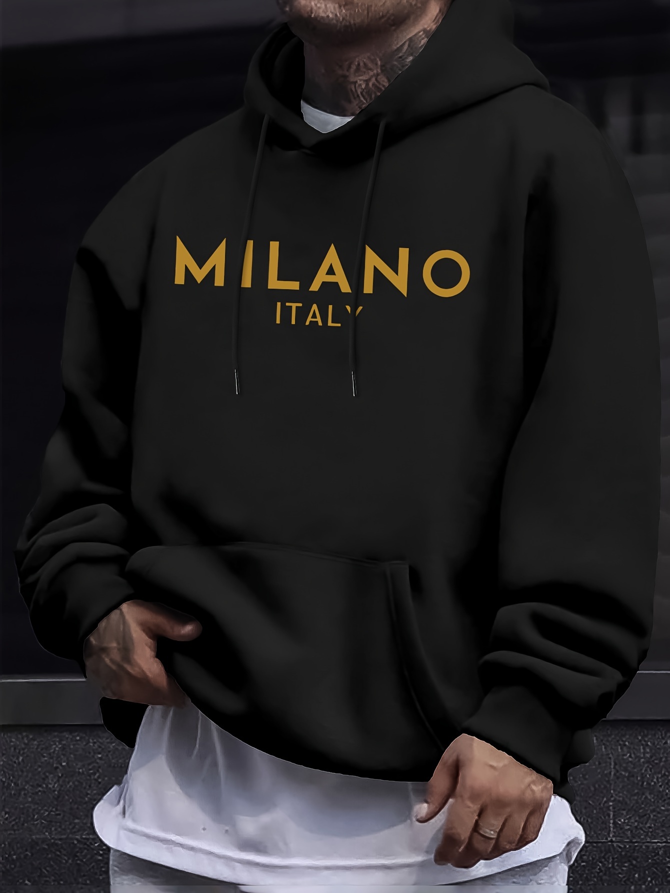 밀란 레터 남녀 공용 후드티 풀오버 야외 스트리트 캐주 - Street Fashion In Milan 리뷰 및 가격