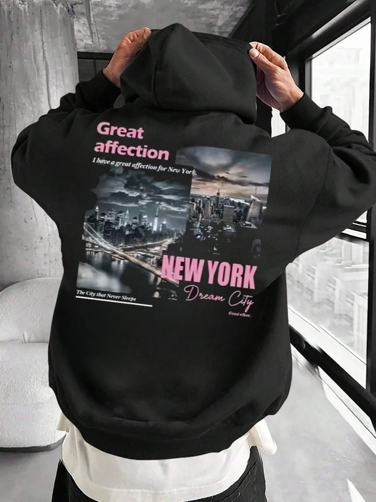 뉴욕 드림 시티 프린트 후드티 캐주얼 패션 여성 풀오버 - Street Fashion New York 2025 리뷰 및 가격
