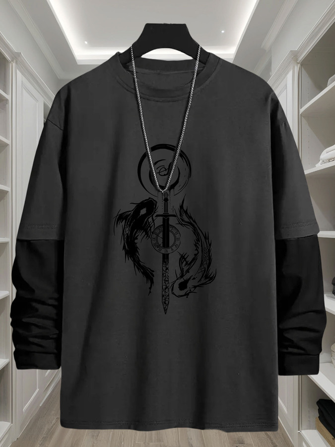 J1417 Yin-Yang Fish Print 2-in - Street Fashion Look 리뷰 및 가격