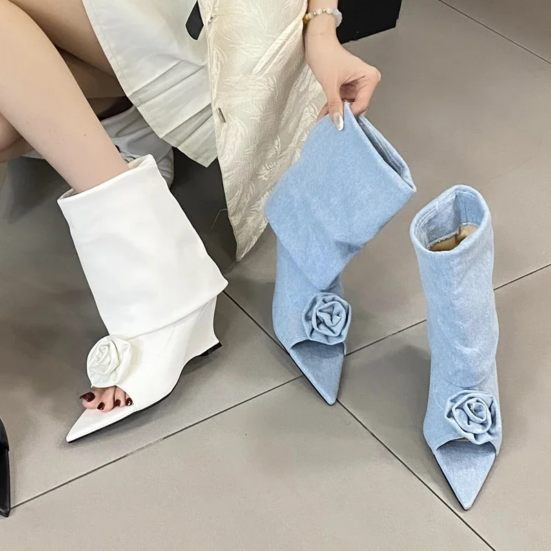 여성용 앵클 부츠, 웨지 샌들, 하이힐, 여성용 신발, - Street Fashion Denim 리뷰 및 가격