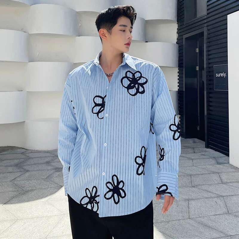 LUZHEN 남성용 트렌디 프린트 긴팔 셔츠, 우아한  - Street Fashion Reviews 리뷰 및 가격
