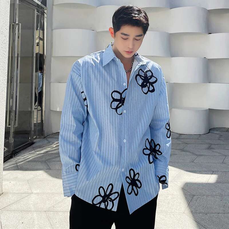 LUZHEN 남성용 트렌디 프린트 긴팔 셔츠, 우아한  - Street Fashion Reviews 리뷰 및 가격