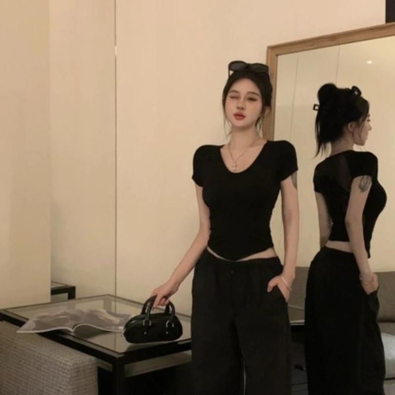 여성용 반팔 티셔츠 슬림 여성 탑 티 한국 패션 하라주 - Street Fashion Reviews 리뷰 및 가격